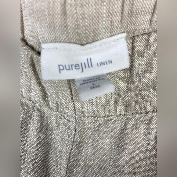 J Jill Pure Linen Trapunto-Stitched Pants Women Size L Tall - Picture 4 of 7